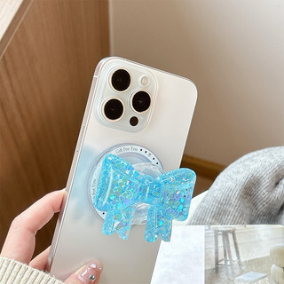 3d Nơ Nhấp Nháy Tròn Giá Đỡ Điện Thoại Từ Tính Cho IPhone 17 16 15 14 13 12 Pro Max 14 Plus Có Thể Gập Lại Vòng Tay Co Giãn Để Bàn Đứng P4