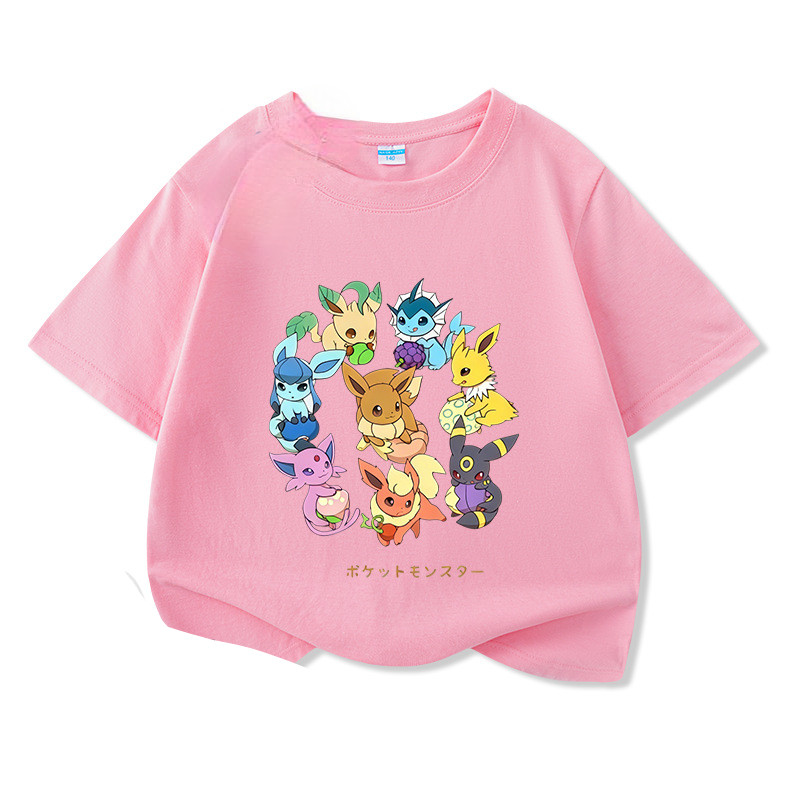 Áo thun ngắn tay dành cho trẻ em Pokémon Phong cách mùa hè Quần áo trẻ em đa năng thông thường dành cho bé trai và bé gái