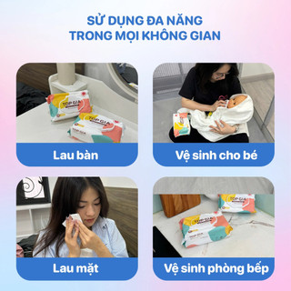 [Thùng 10 Bịch] Khăn Ướt TopGia Ban Mai 80 Tờ/Gói Cho Bé, Không Chứa Cồn và Parabens, An toàn cho da