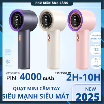 Quạt tích điện - Quạt Mini Cầm Tay Tích Điện Pin Trâu 100 Cấp Độ Gió Có Màn Hình Led Hiển Thị, Cổng Sạc TypeC, Quạt N68