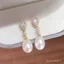 Bông tai ngọc trai nước ngọt tự nhiên vàng 18K, thiết kế siêu nhỏ với viên zircon sang trọng - Q31Q