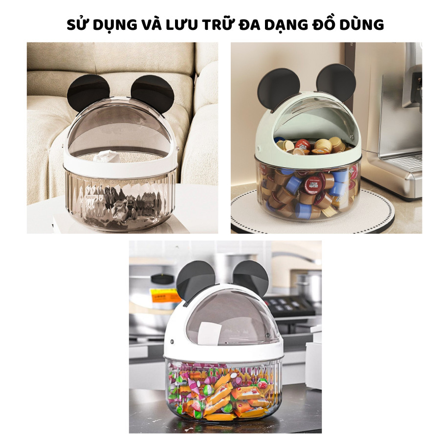 Hộp Trong Suốt Đựng Phụ Kiện Để Bàn ENODA HOME, Hộp Đựng Đồ Makeup, Văn Phòng Phẩm Có Nắp Decor Dễ Thương TR051