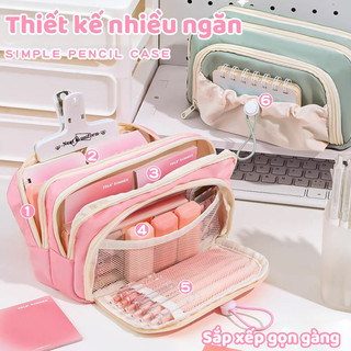 Túi Đựng Bút Cho Bé Gái Với Chất Liệu Vải Cute, Thiết Kế Dễ Thương Nhiều Ngăn, Dành Cho Học Sinh Văn Phòng Phẩm