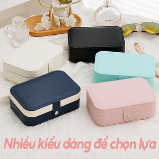 Hộp Bảo Quản Trang Sức Nhiều Khe Cắm Da Lót Mini Du Lịch Tổ Chức Quà Tặng Cho Nữ Bông Tai Nhẫn