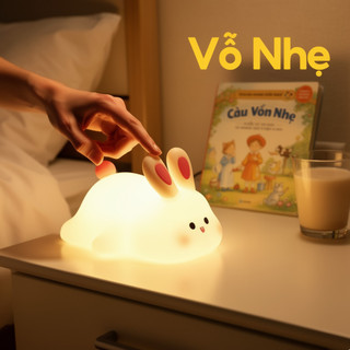 Đèn ngủ thỏ silicon LED cảm ứng mềm USB có thể sạc lại Mầm non Trang trí bàn làm việc