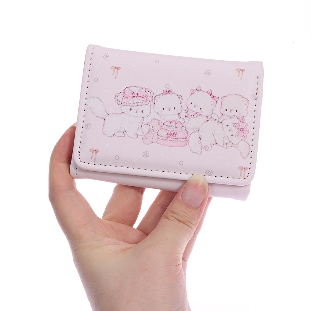 Ví Ngắn SAVORBOX, Ví Đựng Tiền Xu Đa Năng Có Thể Gập Lại, Da PU Màu Hồng Thời Trang Kawaii Mèo In Thẻ Tín Dụng Nữ Cô Gái Du Lịch