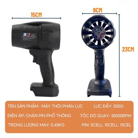 Máy Thổi Phản Lực Không Dây Cầm Tay Siêu Mạnh Công Suất 1050W, Động Cơ Lõi Đồng Thổi Bụi Cực Nhanh, Dọn Dẹp Tiện Lợi