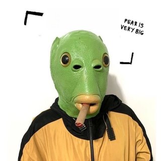 Mặt nạ đầu cá màu xanh lá cây Quái vật cao su Mũ đội đầu Halloween Trang phục dự tiệc Prop Ngộ nghĩnh Troll