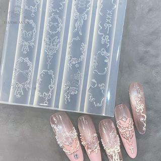 [hatheaven] 3D Silicone Monstera Lá Móng Tay Khắc Khuôn Acrylic Chim Ruy Băng Dập Tấm Móng Tay Stencils UV Gel Ba Lan Thiết Kế DIY Mẫu Móng Tay Quyến Rũ Đẹp