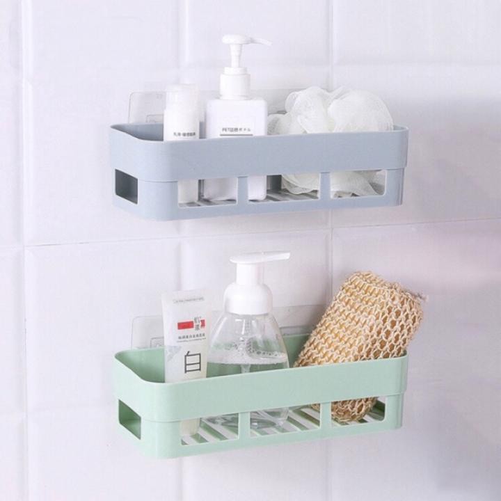 Kệ Nhựa Dán Tường Nhà Tắm, Khay Treo Tường Chữ Nhật, Đựng Đồ Phòng Tắm Nhà Bếp Chịu Lực