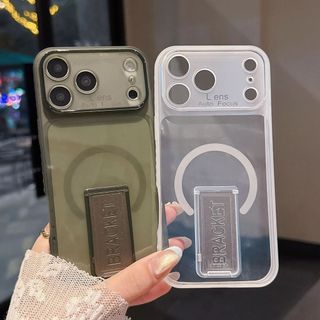 Siêu Mỏng Trong Suốt Mờ Mềm TPU Bóng Ốp Lưng Cho iPhone 17 16 15 14 13 12 11 Pro Max Plus X XS Gấp Chân Đế Vỏ Điện Thoại