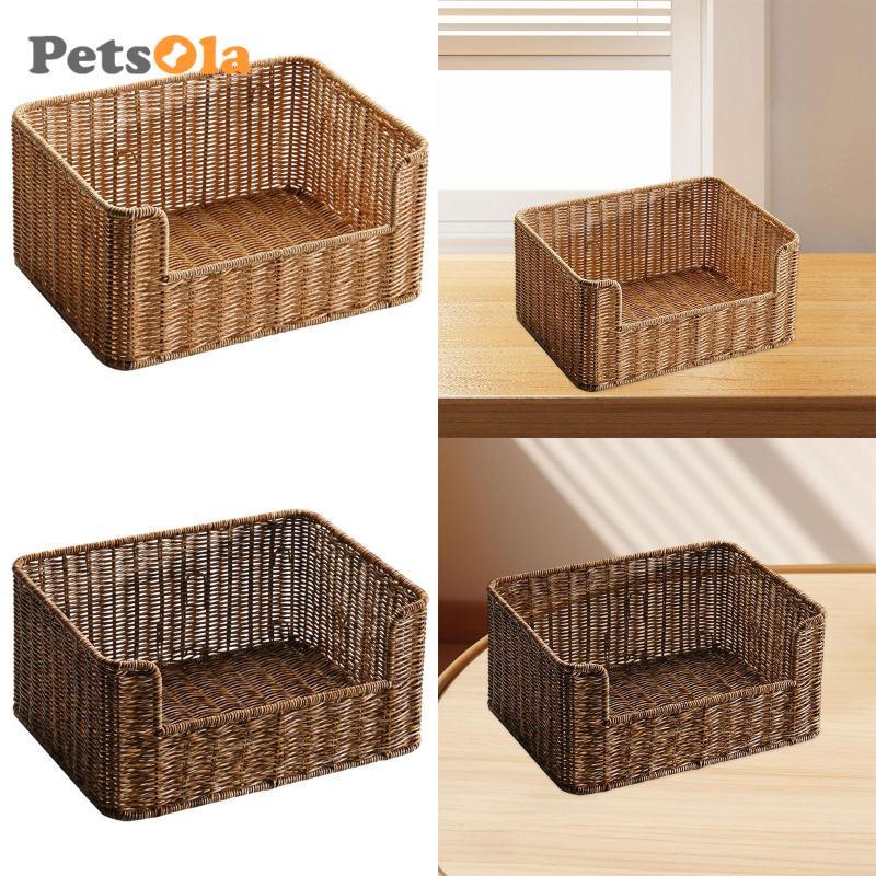 Giỏ đựng đồ dệt PETSOLA, Giỏ mây, Dụng cụ sắp xếp di động trang trí, Giỏ trái cây cho phòng tắm, quầy, nhà bếp, vật dụng nhỏ