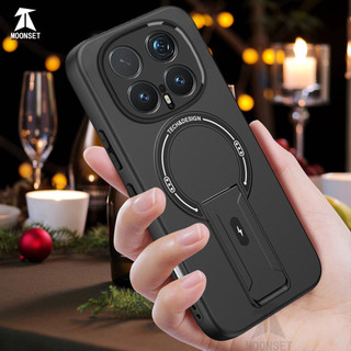 Dành cho Honor Magic 8 Pro Ốp điện thoại cứng cảm giác da có chân đế ẩn Vỏ từ tính cạnh mềm Vỏ mỏng chống sốc