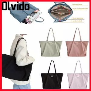 Túi đeo vai OLVIDO, Túi Tote chống nước dung tích lớn dành cho nữ, Túi đeo vai bằng Nylon có khóa kéo dành cho công sở du lịch Cửa hàng phòng tập thể dục bãi biển