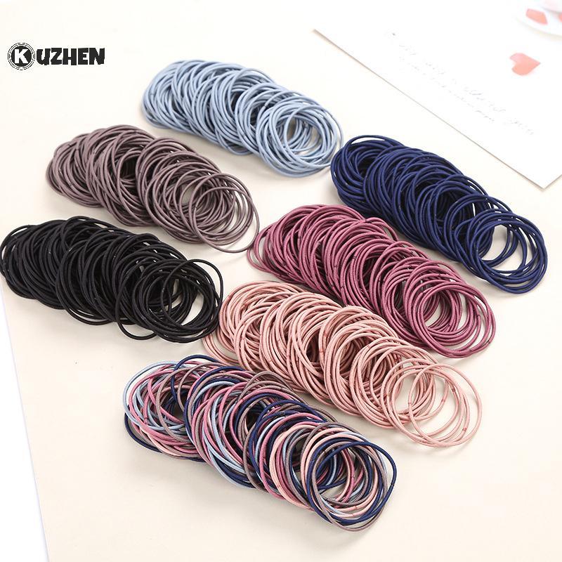 KUZHEN 100 Chiếc Nữ Bé Gái Tóc Cao Su Dây Buộc Tóc Dây Co Giãn Tóc Đuôi Ngựa Giữ s Scrunchies HOT