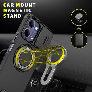 Chống Sốc Vivo Y05 Y11d Y21d Y31 5G 2025 Trượt Bảo Vệ Ống Kính Máy Ảnh Vòng Đứng Từ Vỏ Điện Thoại Giáp Vỏ Silicon Cứng