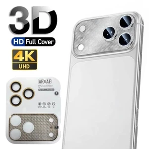 Ống kính camera vòng kim loại 3D cho iPhone 17 Pro Max/17 Pro, kính cường lực bảo vệ ống kính sau, phụ kiện điện thoại
