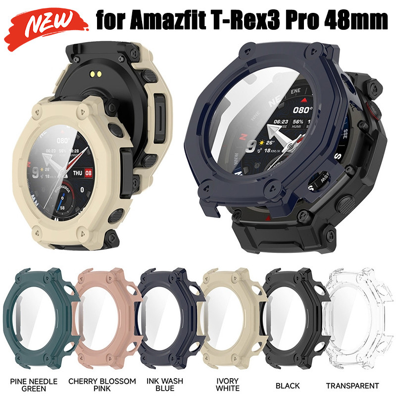 Ốp lưng + nắp kính cho Amazfit T-Rex3 Pro 48mm silicon mềm bảo vệ màn hình phụ kiện cản trước