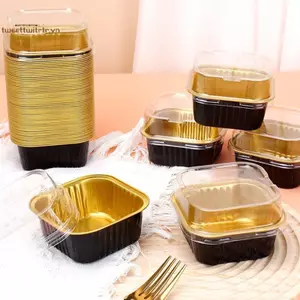 TRTR 10 Chiếc Nhôm Lá Cupcake Cốc Chống Dính Giấy Nướng Bánh 150ml Bánh Pudding Vuông Món Tráng Miệng Ly Tiệc Cưới Tiếp Liệu VN