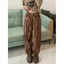 Quần jean cổ điển Mỹ dành cho nữ mùa xuân thu cao đường phố cà vạt-Dye màu nâu thẳng dáng rộng mỏng hơn Quần tất cả các loại