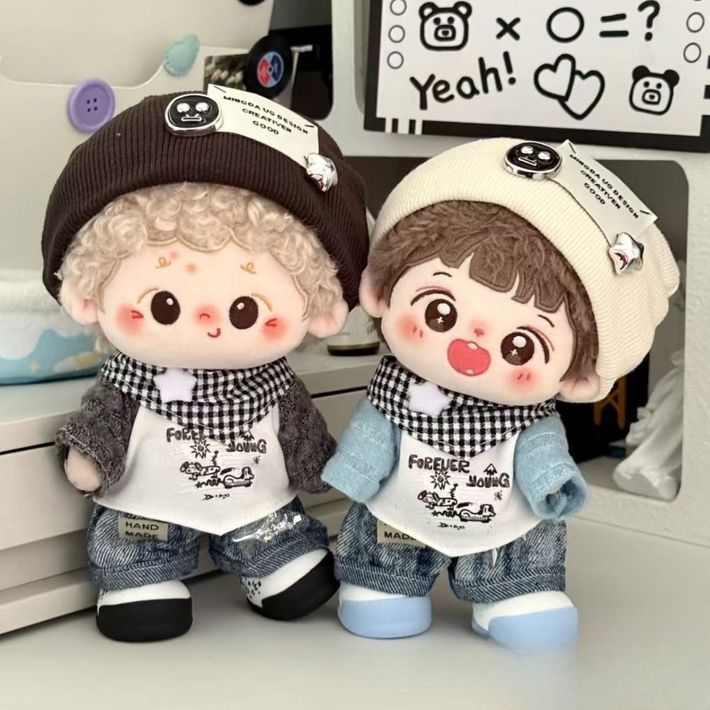 20cm Quần Áo Búp Bê Cotton Dễ Thương Đẹp Trai Ngực Thoáng Mát Bộ Quần Áo Cho Bé Bộ Mũ Búp Bê Không Thuộc Tính