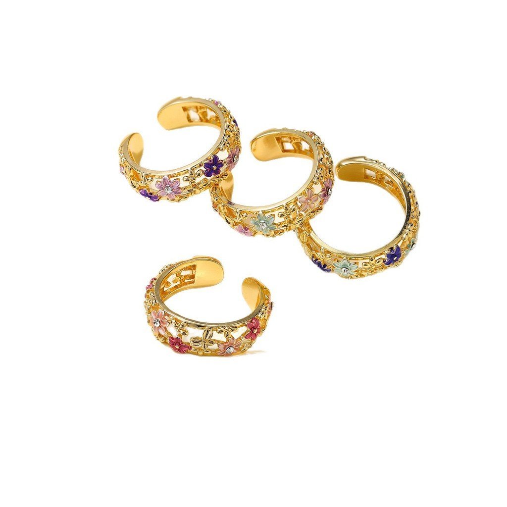 Cloisonne Thủ Công Rỗng Khắc Nghệ Thuật Nhẫn Bán Chạy Mới Phong Cách Trung Hoa Phong Cách Trung Hoa Quốc Quốc Gia Hợp Thời Trang Men Màu Tranh Nhẫn