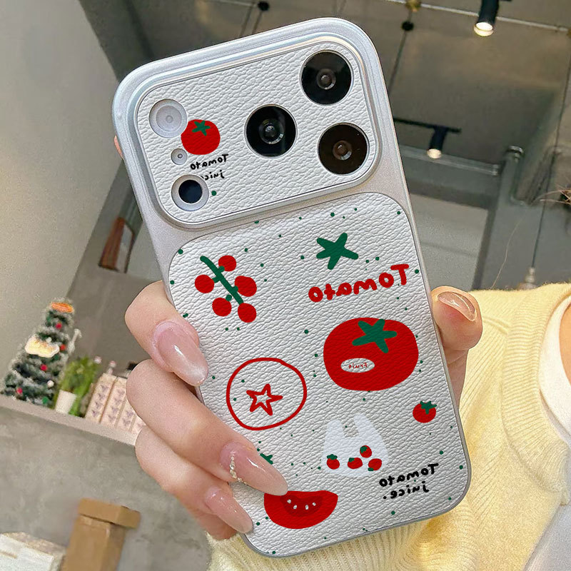 Ốp lưng iPhone Họa tiết cà chua Bao da mềm cao cấp đựng máy ảnh - iP 7/8/X/XS/XR/11/12/13/14/15/16/17/Plus/Air/Pro/Max