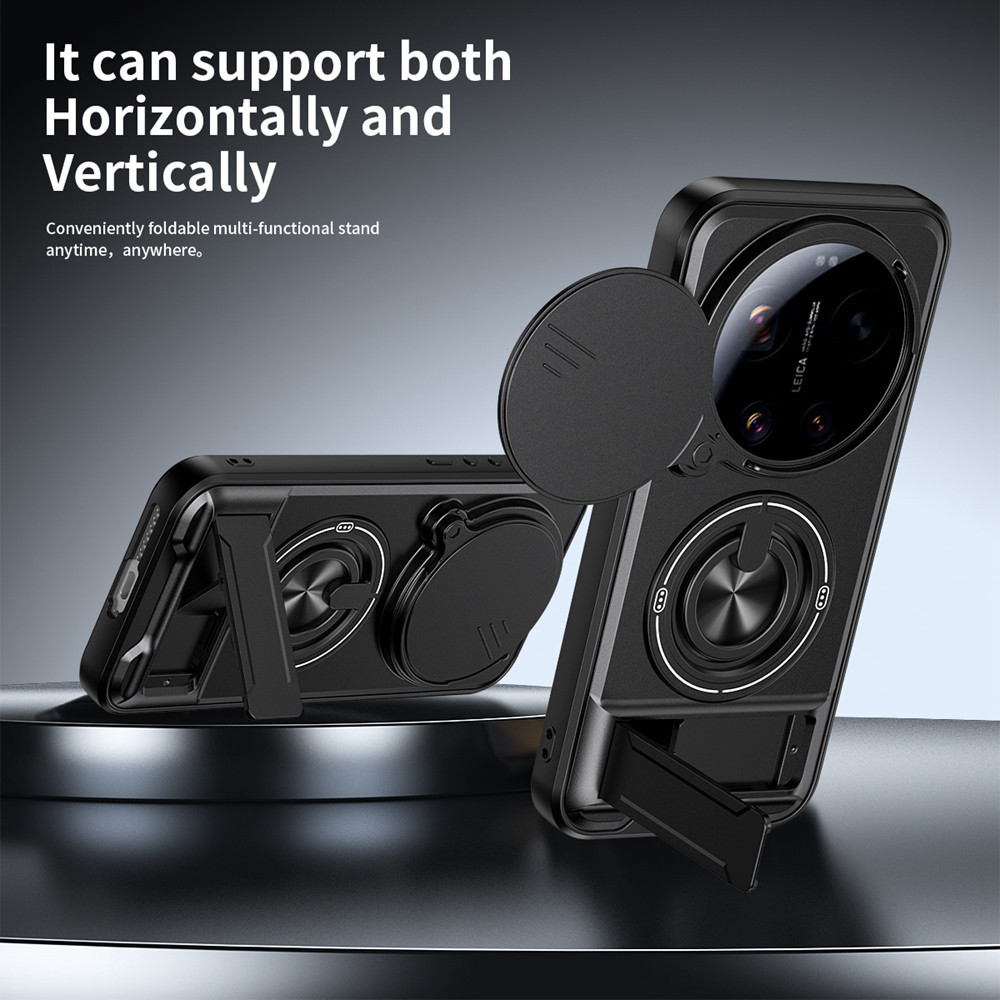 Ốp Điện Thoại Giá Đỡ Nhẫn 360 Thích Hợp Cho Xiaomi 17 15 Pro Max Ultra 14T 15T 5G Dây Trượt Bảo Vệ Camera Thẳng Đứng Chân Đế Từ Tính Gắn Xe Ô Tô Vỏ Bảo Vệ Chống Sốc