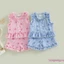 2 Bộ Trang Phục Mùa Hè Cho Bé Gái Không Tay Nơ Sọc In Hình Ruffle Áo + Quần Short
