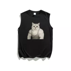 Cơ Mèo Thể Dục Áo Vest Nam Giả Macho Mèo Áo Thun Không Tay Rời Thể Thao Áo Vest Top