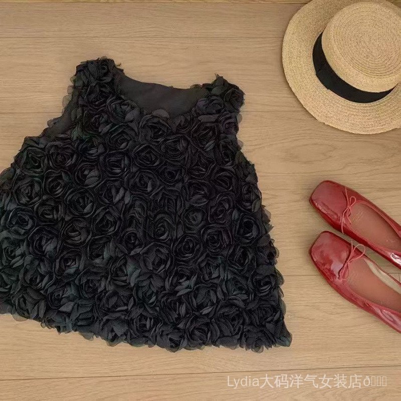 [Ưu đãi đặc biệt trong thời gian có hạn] Seckill Size lớn Thời trang chất lượng cao dành cho nữ Hoa hồng ba chiều 26 Áo vest không tay mùa hè Niche Kỳ nghỉ ngắn Áo nữ