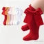 0-2yers Bé Gái Đầu Gối Tất Cao Lưới Thoáng Khí Nơ Lớn Co Giãn Vớ Chống Trơn Trượt Mùa Hè