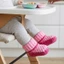 Bé Sơ Sinh Bé Gái Dệt Kim Booties Màu Sắc Tương Phản Đế Mềm Dây Buộc Mùa Đông Giày Ấm Áp