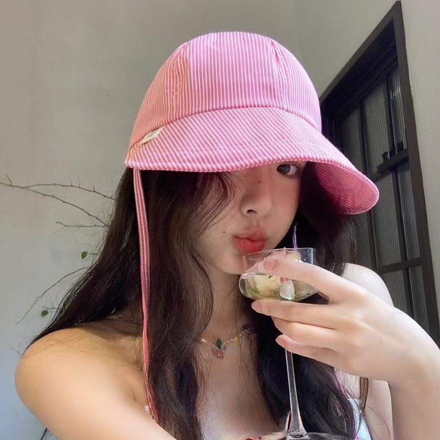 Mũ Bucket Nữ HomeMate Kẻ Sọc Pastel Có Dây Buộc, Nón Tai Bèo Phong Cách Hàn Quốc Chống Nắng Mùa Hè