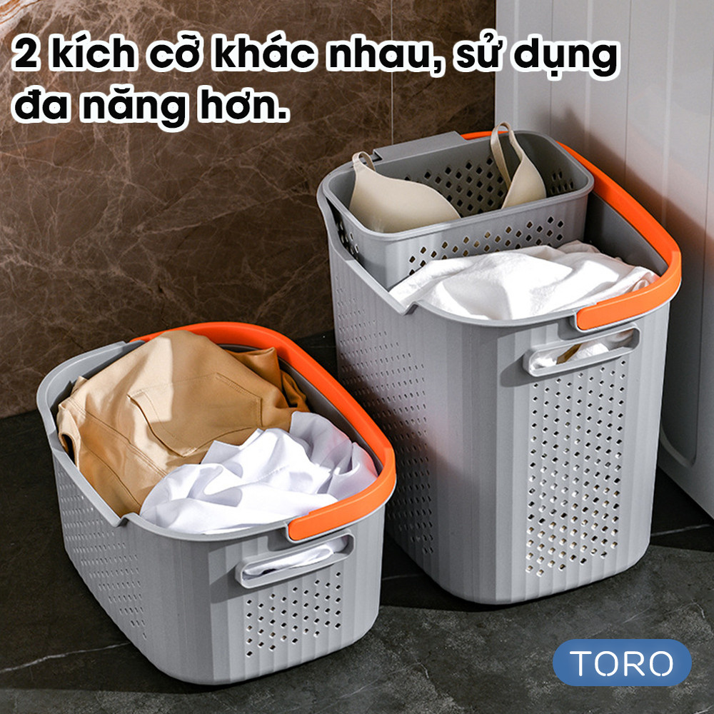 Giỏ Đựng Quần Áo HomeMate Kèm Ngăn Đựng Đồ Lót, Giỏ Nhựa PP Quai Xách Hiện Đại Cho Nhà Tắm