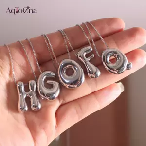 AqToCna Tinh Tế Chunky Bóng 26 Chữ Mặt Dây Chuyền Nelace Bóng Bong Bóng Bảng Chữ Cái Choker Nelace Cho Nữ Món Quà Trang Sức Cá Tính AqToCna