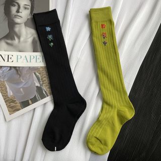 [Tất nữ oklife] Tất bắp chân hoa Jacquard phong cách mỏng mùa hè Tất nữ ngọt ngào cổ điển