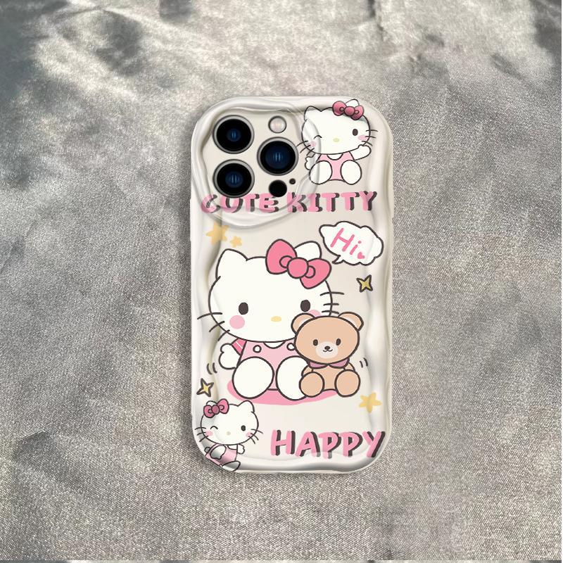 Thích hợp cho iPhone 17 16 15 14 13 12 11 Pro Max Plus 17 AIR 3D Wave Soft TPU Kitty Rilakkuma Vỏ điện thoại chống sốc