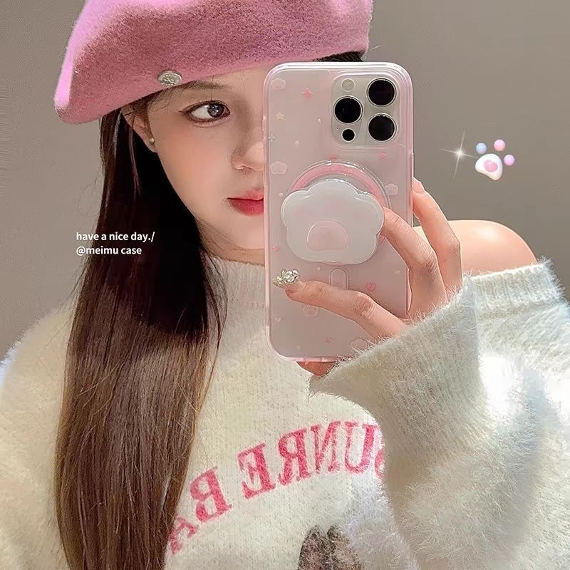 Cô Gái Trái Tim Màu Hồng Xoay Mèo Móng Vuốt Từ Tính Giá Đỡ Thích Hợp Cho iphone17 Apple 15 Ốp Điện Thoại Mờ 16 Vỏ Bảo Vệ Bán Chạy