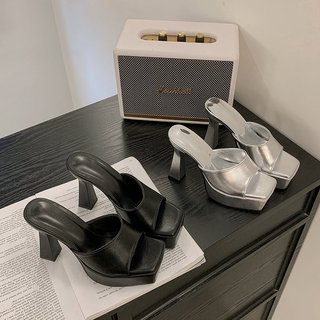 Giày Cao Gót Nữ Mũi Vuông Dày Gót Slip-On Thời Trang
