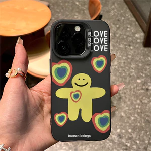 Ốp lưng iPhone 17/16/15/14/13/12/11 bánh gừng trái tim cầu vồng, chống sốc