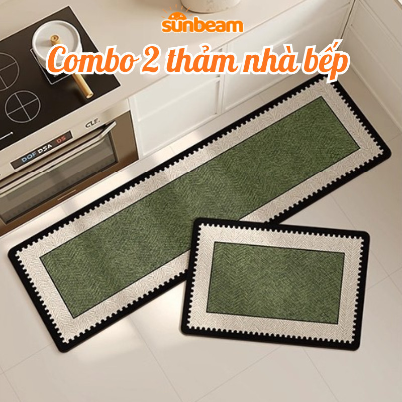 Combo 2 Thảm Trải Sàn Nhà Bếp Diatomite, Thảm Lau Chân Siêu Thấm, Chống Trượt, Decor Sang Trọng