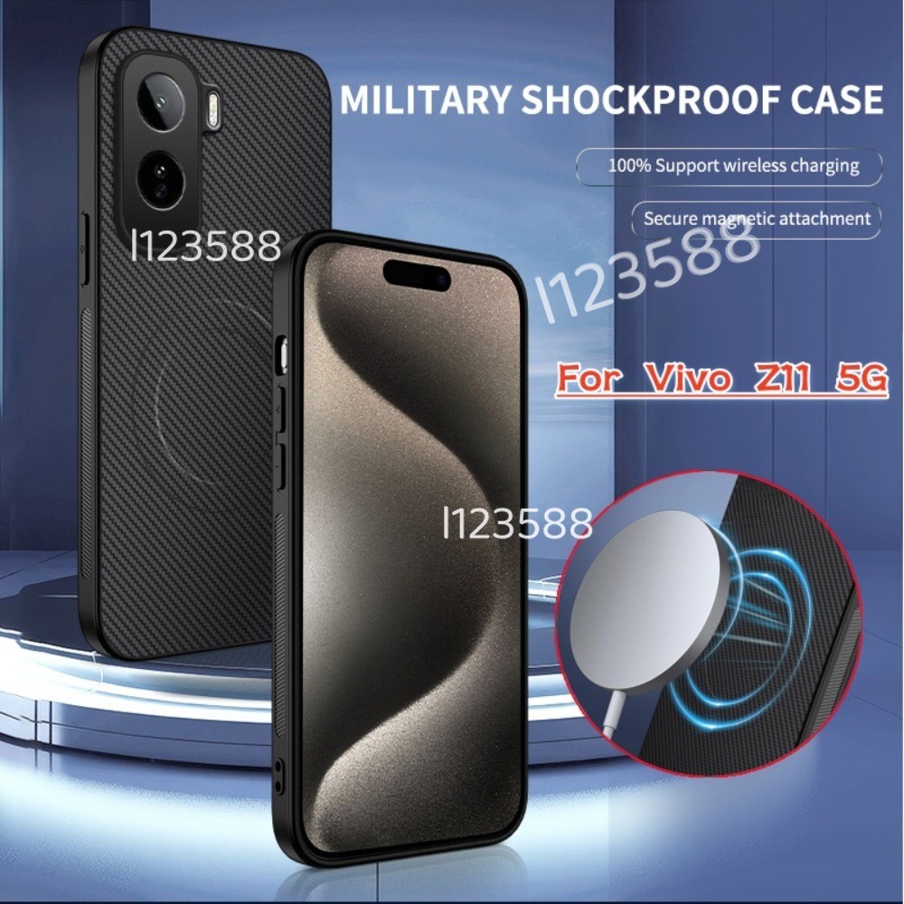 Dành Cho iQOO Z11 5G 2026 Họa Tiết Sợi Carbon Chống Mồ Hôi Ốp lưng iQOOZ11 5G Chống Ngón Tay Bảo Vệ Mặt Sau Chống Sốc