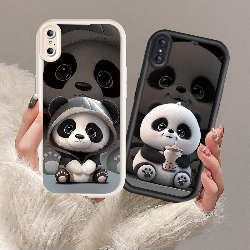 Ốp Lưng Cho iPhone X XR XS Max Hoạt Hình Silicon Xu Hướng Mềm Ốp lưng TPU Cặp Đôi Gấu Trúc Mắt Thiên Thần Ốp Lưng Chống Sốc