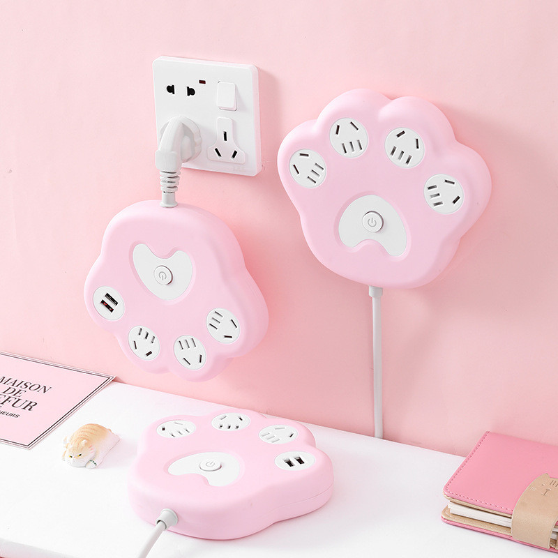 Ổ cắm chuyển đổi máy tính để bàn móng vuốt mèo sáng tạo có dải nguồn USB Ký túc xá văn phòng tại nhà Ổ cắm xốp Kéo đường bảng điều khiển HYDQ