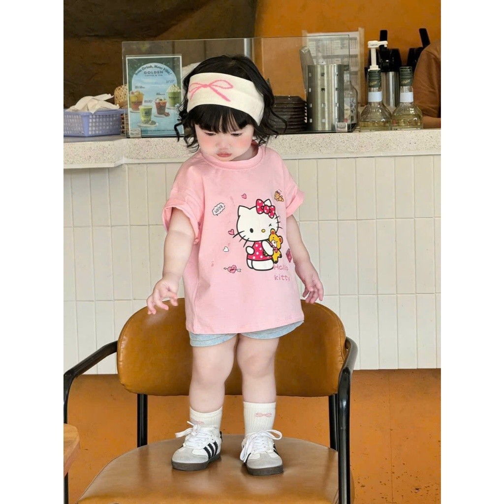 Sét Bé Gái HỌA TIẾT MICKY MÈO QC65 K.Kid Bộ Mùa Hè Cotton Mát Size 8-20kg M65