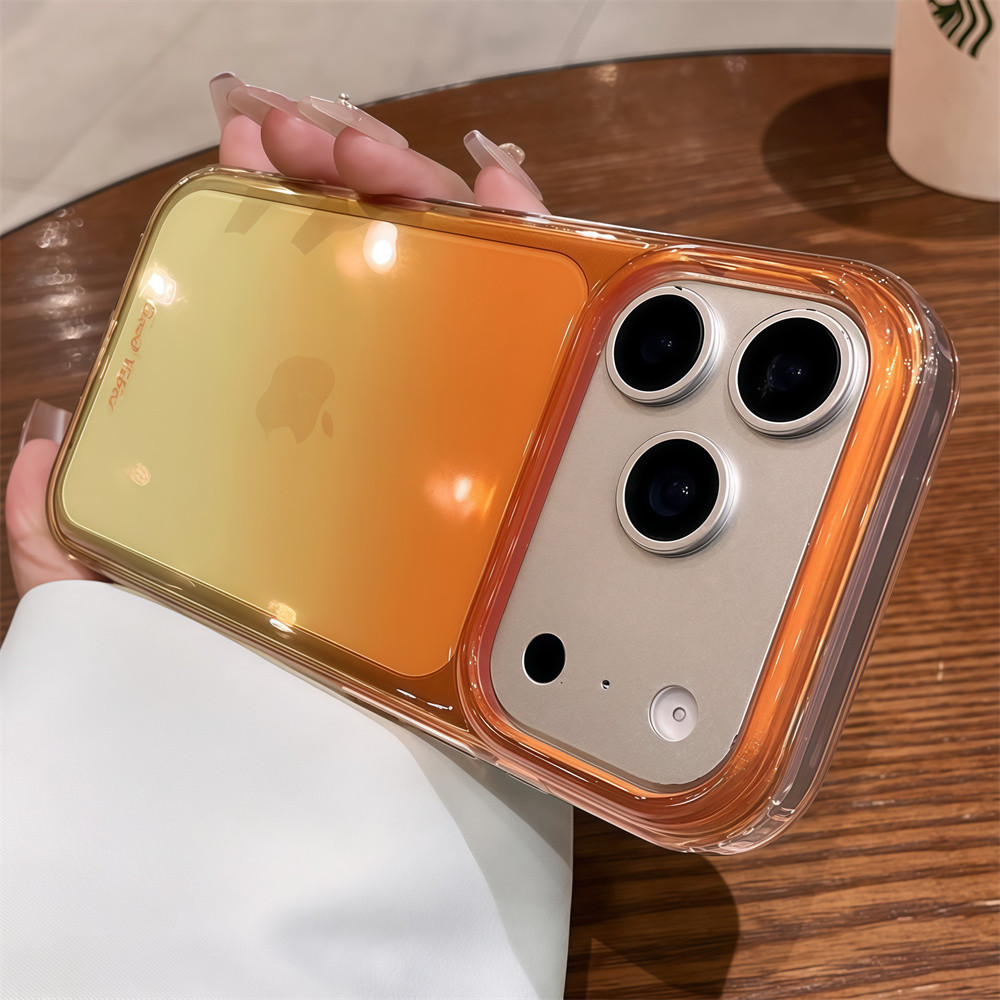 Ốp điện thoại trong suốt gradient thời trang cho iPhone 17 Pro Max 16 15 pro max Bảo vệ ống kính chống rơi Vỏ cứng bảo vệ điện thoại