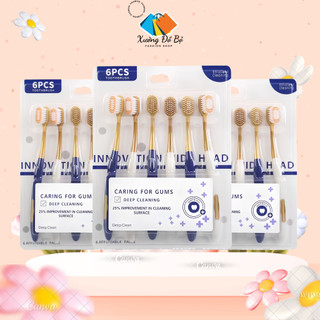 (Khuyến Mãi) Combo 3 vỉ 6 bàn chải đánh răng Caring hàng nội địa Trung lông mềm, chải siêu êm