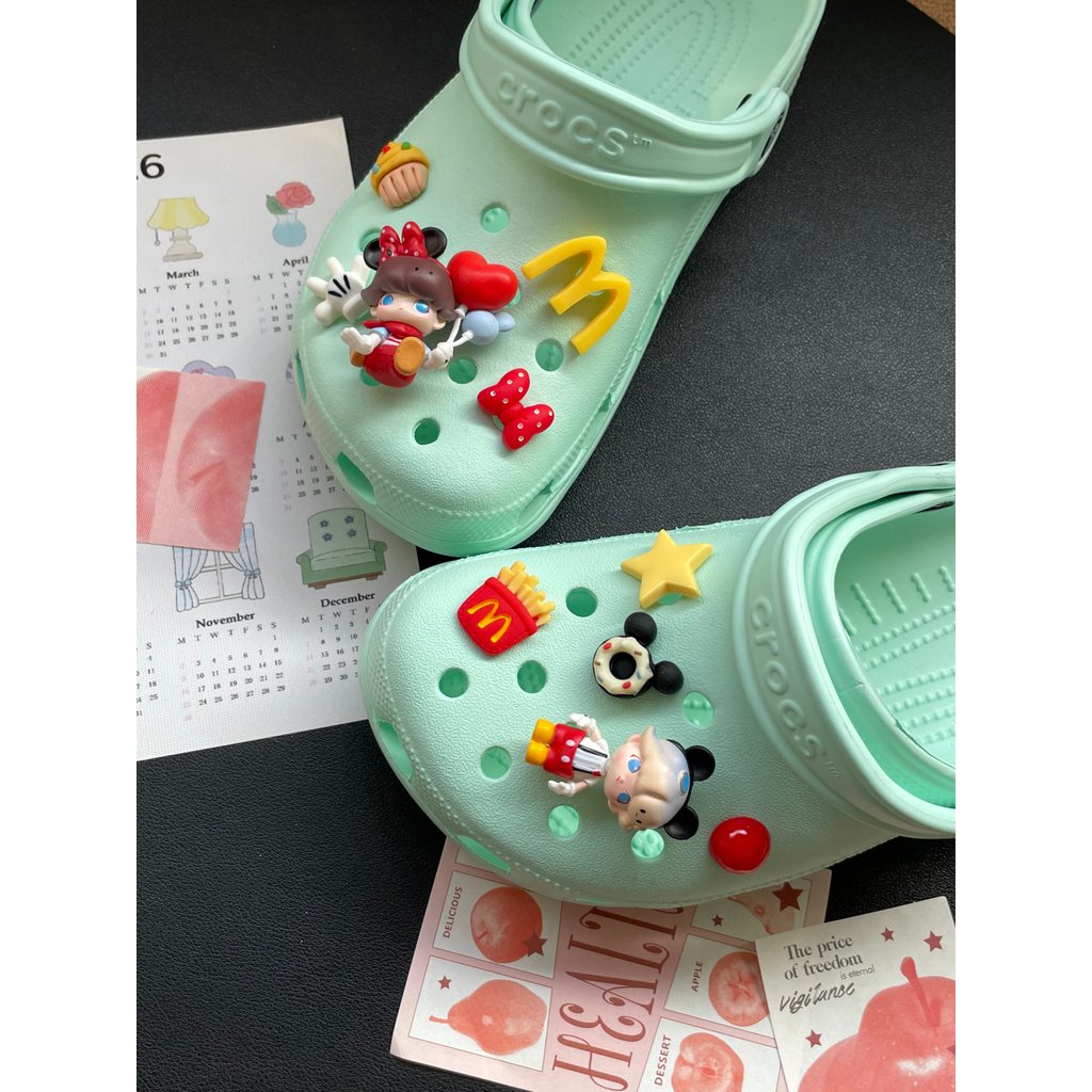Phụ Kiện Trang Trí Giày Lỗ Dễ Thương Hình Mickey, Dimoo, Hoa Cao Cấp, Có Thể Tháo Rời, Khóa Giày Zhibixing