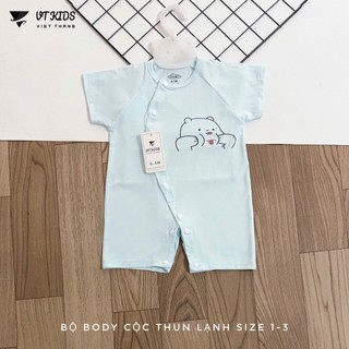 Bộ Body Cộc Tay Thun Lạnh Size 1-3 cho Bé Sơ Sinh với Thiết Kế Gấu Dễ Thương Màu Sắc Đa Dạng